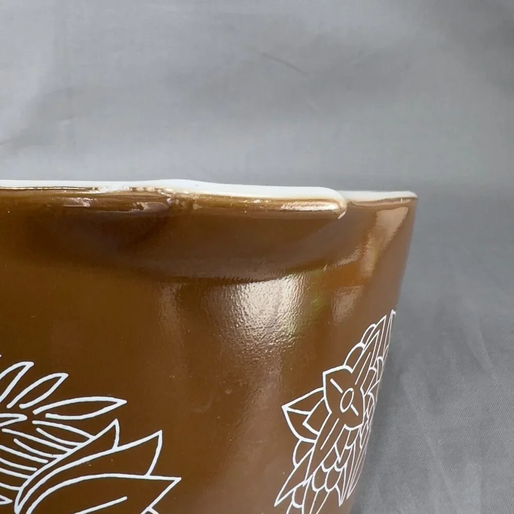 Vintage Pyrex #473B 1L Woodland Baking Casserole Dish Bowl Lid Brown 70s